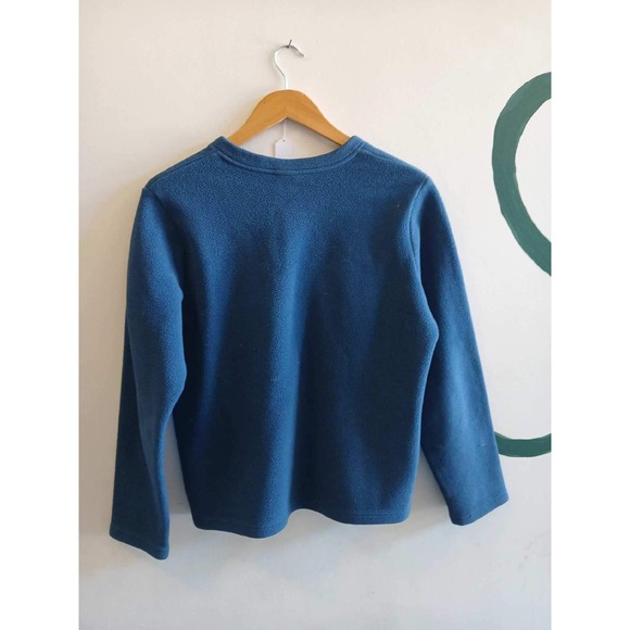 LL Bean V-Neck Fleece Sweater Teal Blue Long Sleeve Pullover Mens Large - Picture 2 of 2